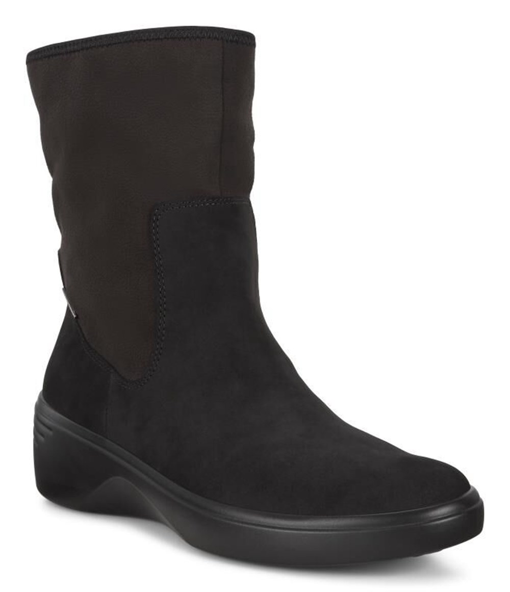 Womens Boots - ECCO Soft 7 Wedge Mid - Black - 4027MLUNX
